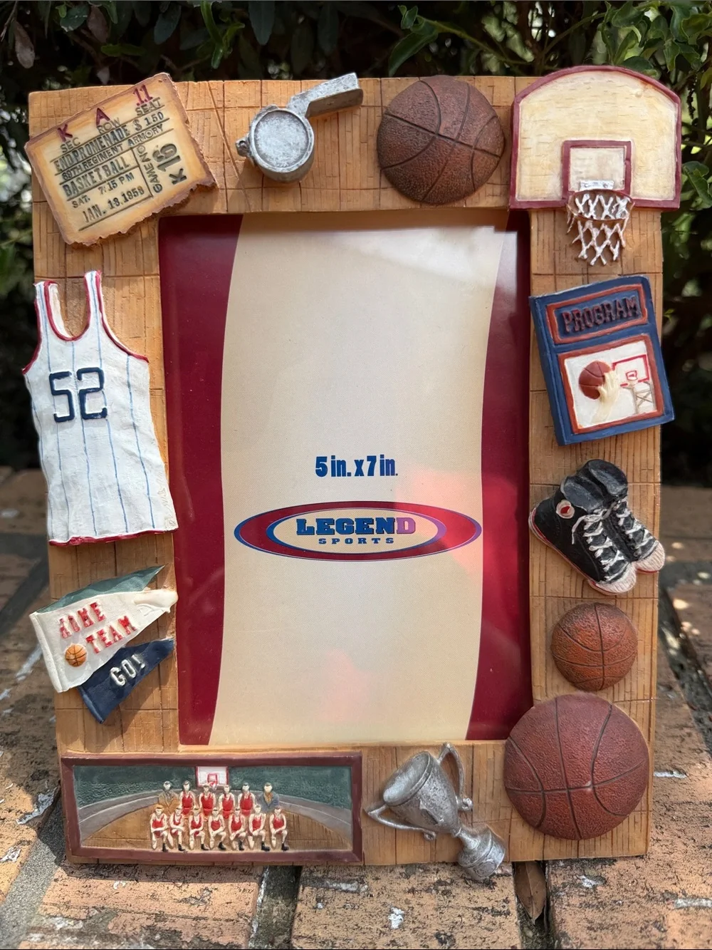 Russ Berrie 3D Hand Painted Resin basketball-themed 5X7 Picture Frame